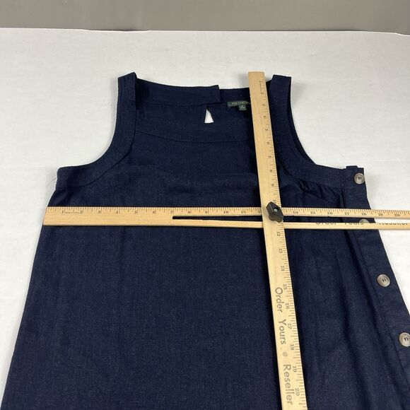 For Cynthia Lagenlook Linen Blend Shift Dress Blue Sleeveless Casual Relaxed S - Picture 6 of 10